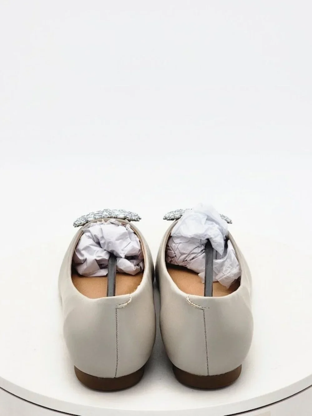 Journee Collection Renzo Gray Rhinestone Pointed Toe Flats Women's Size 7